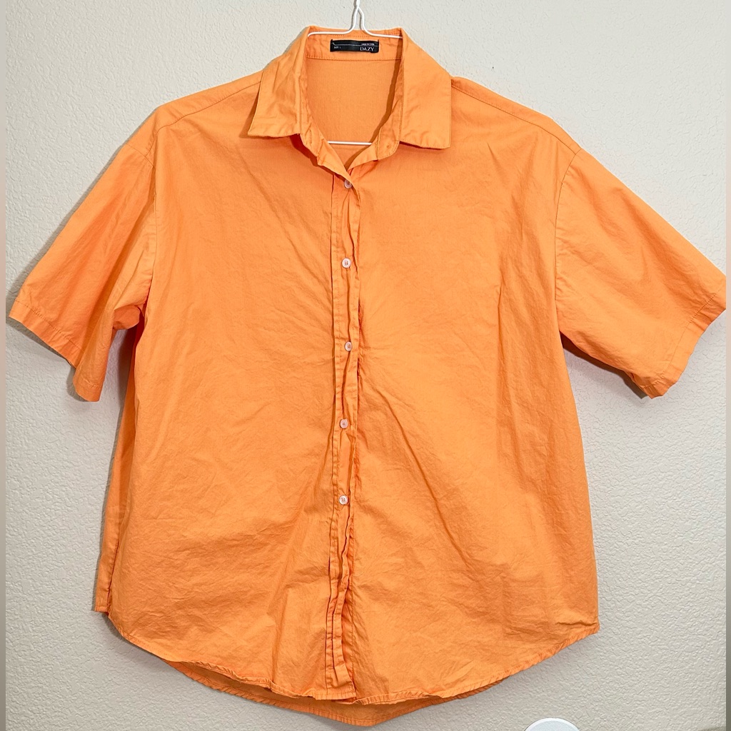 Dazy Drop Shoulder Solid Button Up Blouse